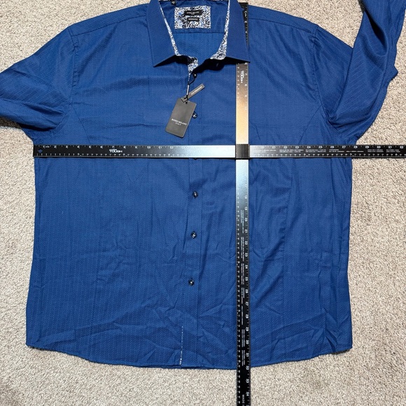 Rosso Milano Italy Dress Shirt 3XL Modern Fit Blue Textured Button Up NWT $179 - Picture 10 of 10